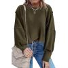 imageCHARTOU Women Oversized Crewneck Sweatshirt Ripped Distressed Hoodie Lightweight Tunic Shirts SweatshirtArmygreen