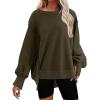 imageCHARTOU Women Oversized Crewneck Sweatshirt Ripped Distressed Hoodie Lightweight Tunic Shirts SweatshirtArmygreen