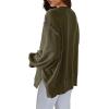 imageCHARTOU Women Oversized Crewneck Sweatshirt Ripped Distressed Hoodie Lightweight Tunic Shirts SweatshirtArmygreen