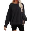 imageCHARTOU Women Oversized Crewneck Sweatshirt Ripped Distressed Hoodie Lightweight Tunic Shirts SweatshirtBlack