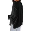 imageCHARTOU Women Oversized Crewneck Sweatshirt Ripped Distressed Hoodie Lightweight Tunic Shirts SweatshirtBlack