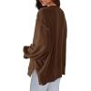 imageCHARTOU Women Oversized Crewneck Sweatshirt Ripped Distressed Hoodie Lightweight Tunic Shirts SweatshirtCoffee