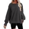 imageCHARTOU Women Oversized Crewneck Sweatshirt Ripped Distressed Hoodie Lightweight Tunic Shirts SweatshirtDark Grey