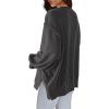 imageCHARTOU Women Oversized Crewneck Sweatshirt Ripped Distressed Hoodie Lightweight Tunic Shirts SweatshirtDark Grey