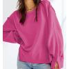 imageCHARTOU Women Oversized Crewneck Sweatshirt Ripped Distressed Hoodie Lightweight Tunic Shirts SweatshirtRosy