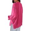 imageCHARTOU Women Oversized Crewneck Sweatshirt Ripped Distressed Hoodie Lightweight Tunic Shirts SweatshirtRosy