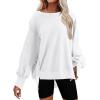 imageCHARTOU Women Oversized Crewneck Sweatshirt Ripped Distressed Hoodie Lightweight Tunic Shirts SweatshirtWhite