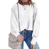 imageCHARTOU Women Oversized Crewneck Sweatshirt Ripped Distressed Hoodie Lightweight Tunic Shirts SweatshirtWhite