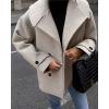 imageCHARTOU Women Oversized Wool Blend Coats Notch Lapel Pea Coat Winter Double Breasted Trench Overcoat OutwearLight Grey