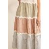 imageCHARTOU Women Sleeveless Gingham Long Flowy Dress Floral Tiered Daisy Contrast Trim Midi DressCoffee