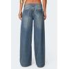 imageCHARTOU Women Summer Back Bow Print Wide Leg Denim Pants Y2k Low Waist Baggy Straight JeansBlue