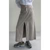 imageCHARTOU Women Summer Casual Long Denim Skirt Slit A Line Midi Long Jean SkirtGrey