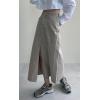 imageCHARTOU Women Summer Casual Long Denim Skirt Slit A Line Midi Long Jean SkirtGrey