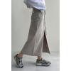 imageCHARTOU Women Summer Casual Long Denim Skirt Slit A Line Midi Long Jean SkirtGrey