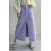imageCHARTOU Women Summer Casual Long Denim Skirt Slit A Line Midi Long Jean SkirtPurple