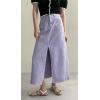 imageCHARTOU Women Summer Casual Long Denim Skirt Slit A Line Midi Long Jean SkirtPurple