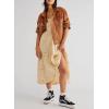 imageCHARTOU Women Summer Flowy Floral Dress Long Puff Sleeve Square Neck Boho Maxi Sundress Swing Smocked DressApricot