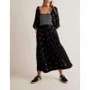 imageCHARTOU Women Summer Flowy Floral Dress Long Puff Sleeve Square Neck Boho Maxi Sundress Swing Smocked DressBlack