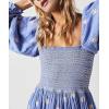 imageCHARTOU Women Summer Flowy Floral Dress Long Puff Sleeve Square Neck Boho Maxi Sundress Swing Smocked DressBlue