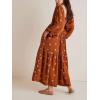 imageCHARTOU Women Summer Flowy Floral Dress Long Puff Sleeve Square Neck Boho Maxi Sundress Swing Smocked DressBrown
