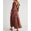 imageCHARTOU Women Summer Flowy Floral Dress Long Puff Sleeve Square Neck Boho Maxi Sundress Swing Smocked DressDark Brown