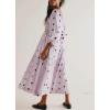imageCHARTOU Women Summer Flowy Floral Dress Long Puff Sleeve Square Neck Boho Maxi Sundress Swing Smocked DressLight Purple