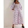 imageCHARTOU Women Summer Flowy Floral Dress Long Puff Sleeve Square Neck Boho Maxi Sundress Swing Smocked DressLight Purple