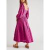 imageCHARTOU Women Summer Flowy Floral Dress Long Puff Sleeve Square Neck Boho Maxi Sundress Swing Smocked DressRose