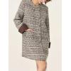 imageCHARTOU Women Tweed Mini Dress Long Sleeve Double Breast Elegant Lady Dressy Tweed Blazer CoatGrey