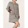 imageCHARTOU Women Tweed Mini Dress Long Sleeve Double Breast Elegant Lady Dressy Tweed Blazer CoatGrey