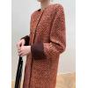 imageCHARTOU Women Tweed Mini Dress Long Sleeve Double Breast Elegant Lady Dressy Tweed Blazer CoatRed