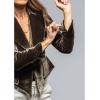 imageCHARTOU Women Velvet Shirt Tops Cute Bow Tie Front Puff Long Sleeve Blouse Ruffle Lapel Cut Out Fall OutfitsArmy Green
