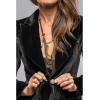 imageCHARTOU Women Velvet Shirt Tops Cute Bow Tie Front Puff Long Sleeve Blouse Ruffle Lapel Cut Out Fall OutfitsBlack