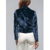 imageCHARTOU Women Velvet Shirt Tops Cute Bow Tie Front Puff Long Sleeve Blouse Ruffle Lapel Cut Out Fall OutfitsNavy
