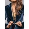 imageCHARTOU Women Velvet Shirt Tops Cute Bow Tie Front Puff Long Sleeve Blouse Ruffle Lapel Cut Out Fall OutfitsNavy