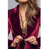 imageCHARTOU Women Velvet Shirt Tops Cute Bow Tie Front Puff Long Sleeve Blouse Ruffle Lapel Cut Out Fall OutfitsRed
