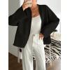 imageCHARTOU Women Wool Blend Crop Jacket Coat Oversized Fall Winter Blazer Outwear Trench Overcoat with BeltBlack