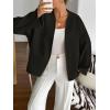 imageCHARTOU Women Wool Blend Crop Jacket Coat Oversized Fall Winter Blazer Outwear Trench Overcoat with BeltBlack