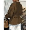 imageCHARTOU Women Wool Blend Crop Jacket Coat Oversized Fall Winter Blazer Outwear Trench Overcoat with BeltBrown