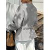 imageCHARTOU Women Wool Blend Crop Jacket Coat Oversized Fall Winter Blazer Outwear Trench Overcoat with BeltGrey