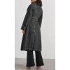 imageCHARTOU Womens Casual Double Breasted Long Denim Trench Coat Jean Jacket Trenchcoat with Belt Duster CoatBlack