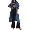 imageCHARTOU Womens Casual Double Breasted Long Denim Trench Coat Jean Jacket Trenchcoat with Belt Duster CoatBlue