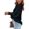 imageCHARTOU Womens Dressy Casual Lapel Collar Pleated Lantern Sleeve Button Down ShirtBlack
