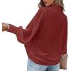 imageCHARTOU Womens Dressy Casual Lapel Collar Pleated Lantern Sleeve Button Down ShirtBrick Red