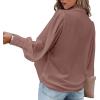 imageCHARTOU Womens Dressy Casual Lapel Collar Pleated Lantern Sleeve Button Down ShirtDusty Pink