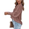 imageCHARTOU Womens Dressy Casual Lapel Collar Pleated Lantern Sleeve Button Down ShirtDusty Pink