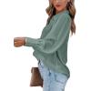 imageCHARTOU Womens Dressy Casual Lapel Collar Pleated Lantern Sleeve Button Down ShirtGreen
