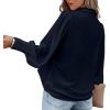 imageCHARTOU Womens Dressy Casual Lapel Collar Pleated Lantern Sleeve Button Down ShirtNavy