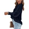 imageCHARTOU Womens Dressy Casual Lapel Collar Pleated Lantern Sleeve Button Down ShirtNavy