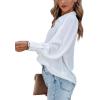 imageCHARTOU Womens Dressy Casual Lapel Collar Pleated Lantern Sleeve Button Down ShirtWhite